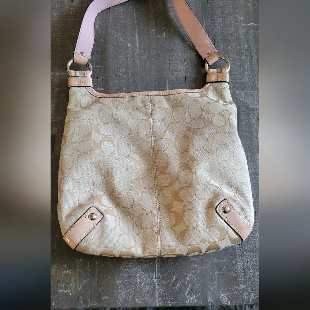 Coach Shoulder Bag Signature Sacoche Pink